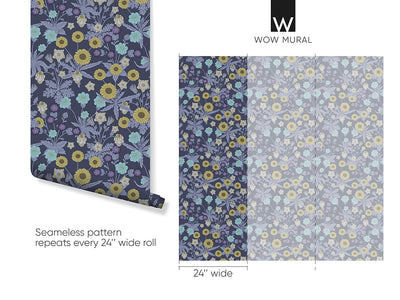 Purple Wildflowers by Morris Wallpaper W130