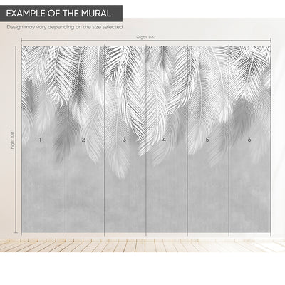 Gray Tropical Leaves Wall Mural WM043