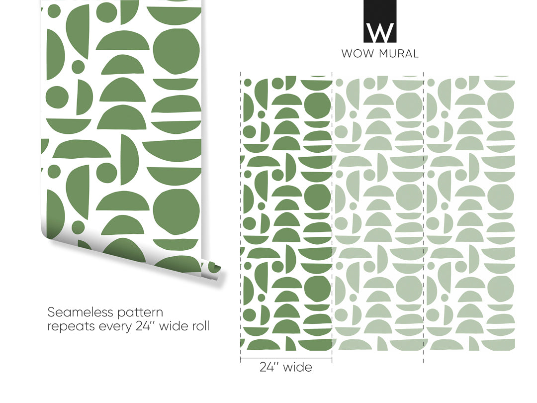 Green Boho Stones Wallpaper W029