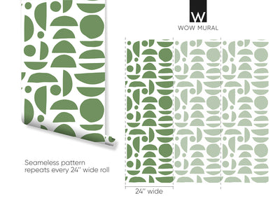 Green Boho Stones Wallpaper W029