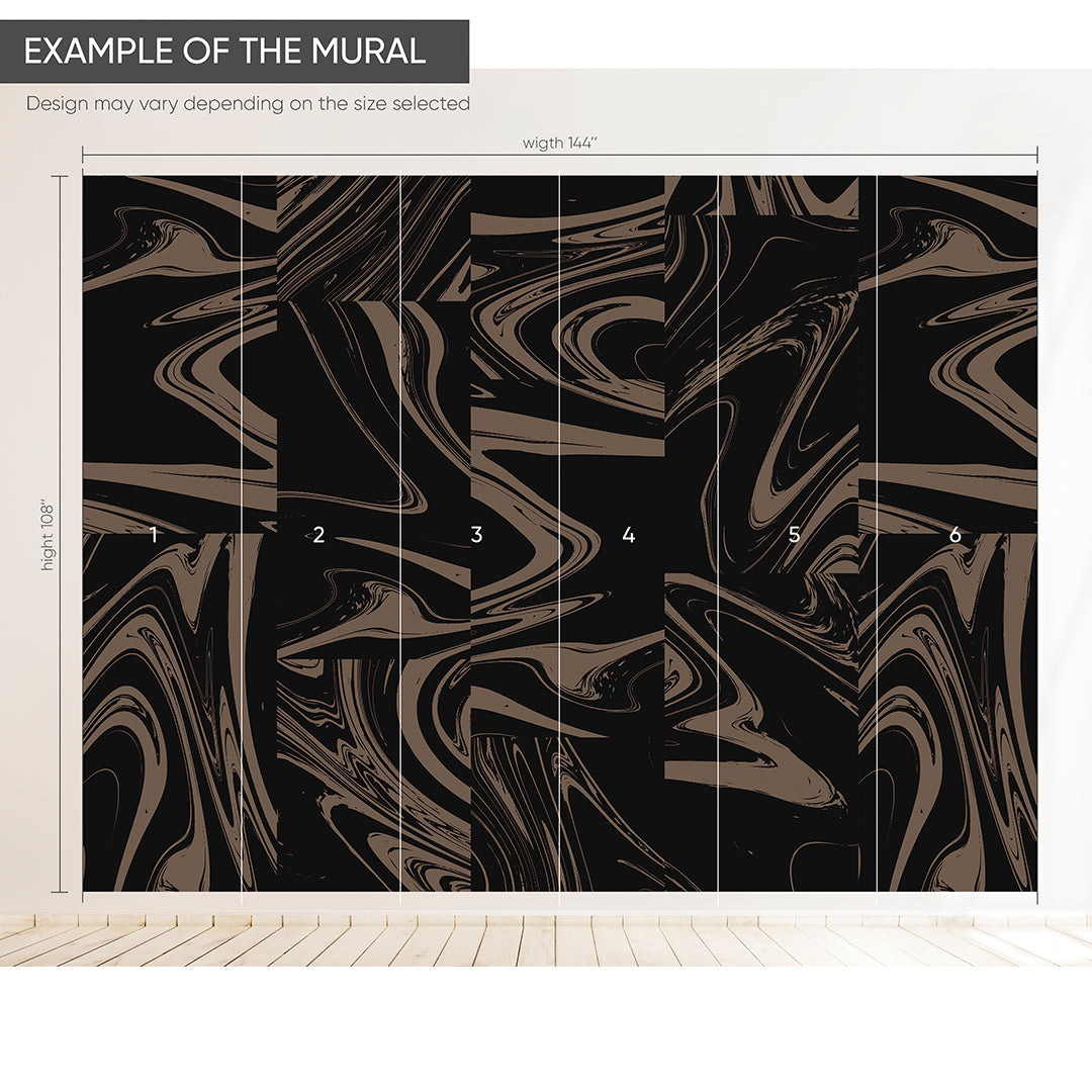 Black Beige Abstract Paint Wall Mural AM027