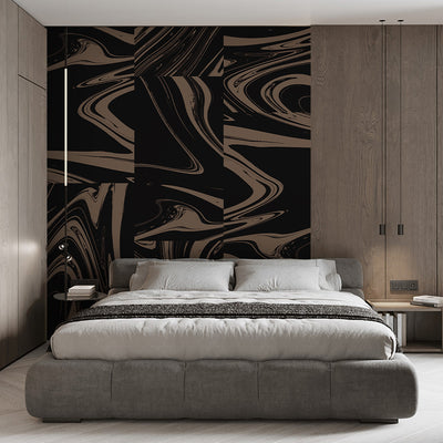 Black Beige Abstract Paint Wall Mural AM027
