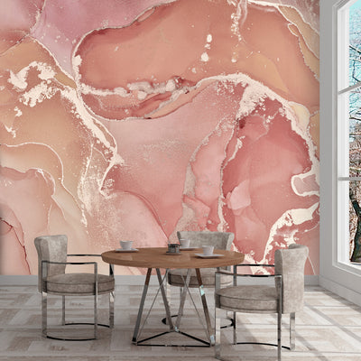 Pink Peach Watercolor ink Wall Mural CCM129