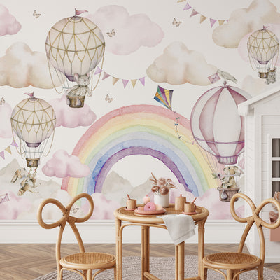 Rainbow & Hot Air Balloons Wall Mural WM065