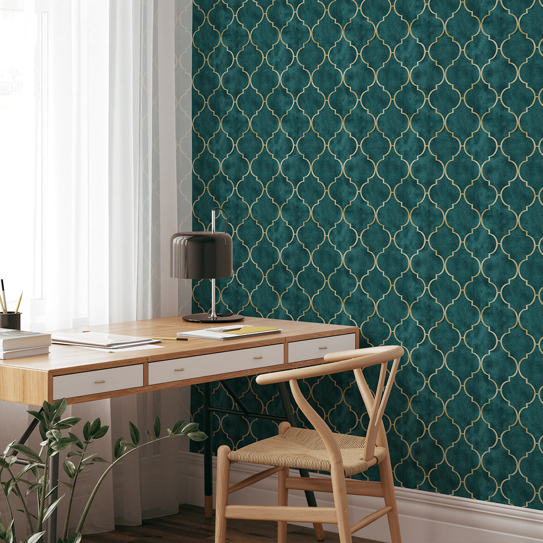 Emerald Green Art Deco Wallpaper CC331 – CostaCover