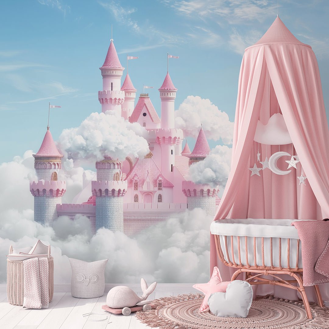 Fantasy Princess Castle Enchanted Pink Winter Castle Backdrop