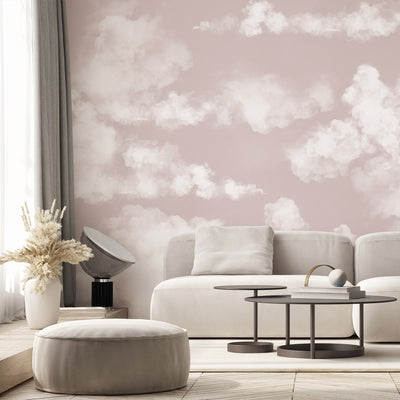 Pastel Pink Sky & Clouds Wall Mural AM022