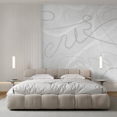 White & Gray Lines Wall Mural AM004