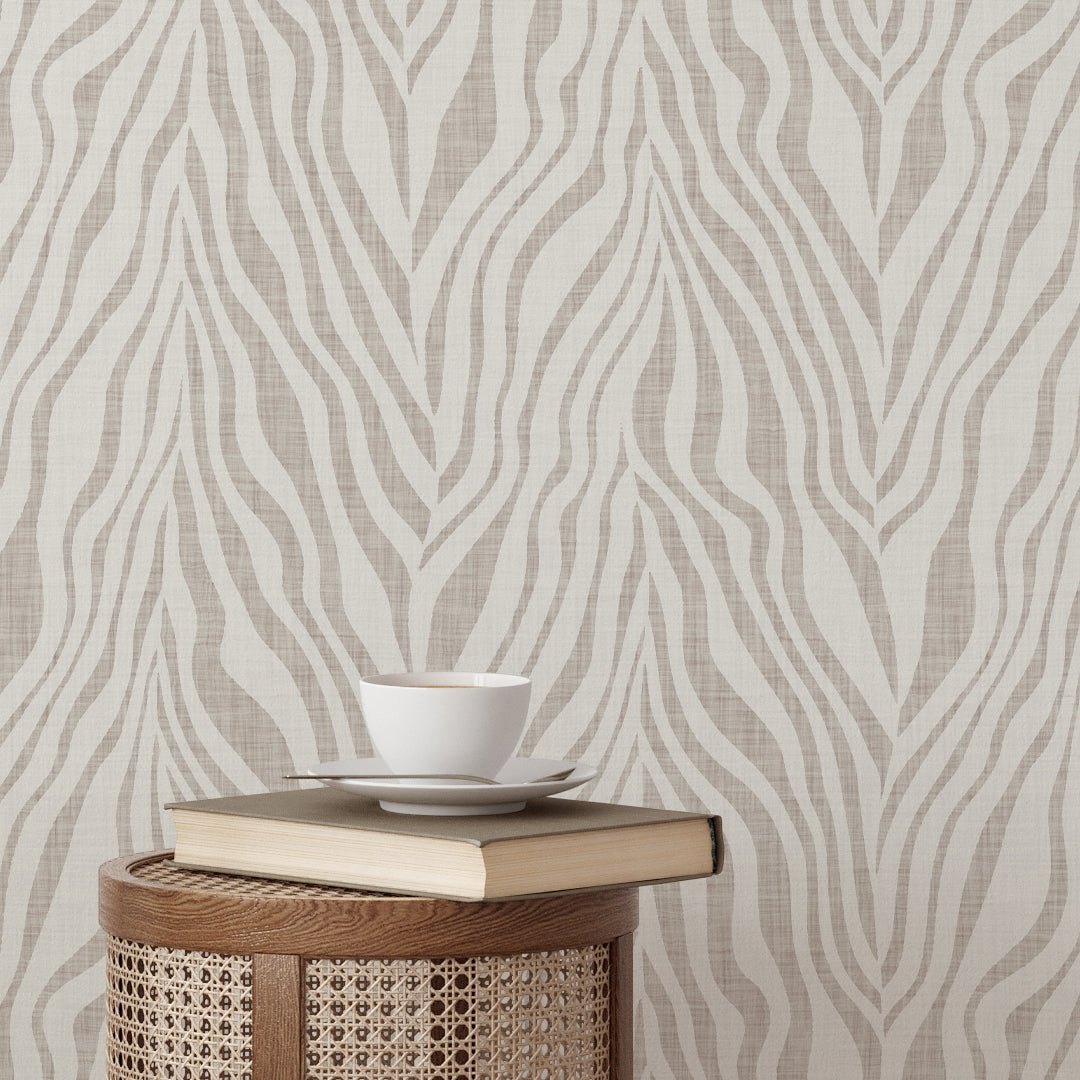 Neutral Beige Zebra Grasscloth Wallpaper CG021 CostaCover