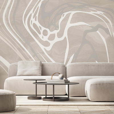 Beige & White Water Ripples Wall Mural AM011
