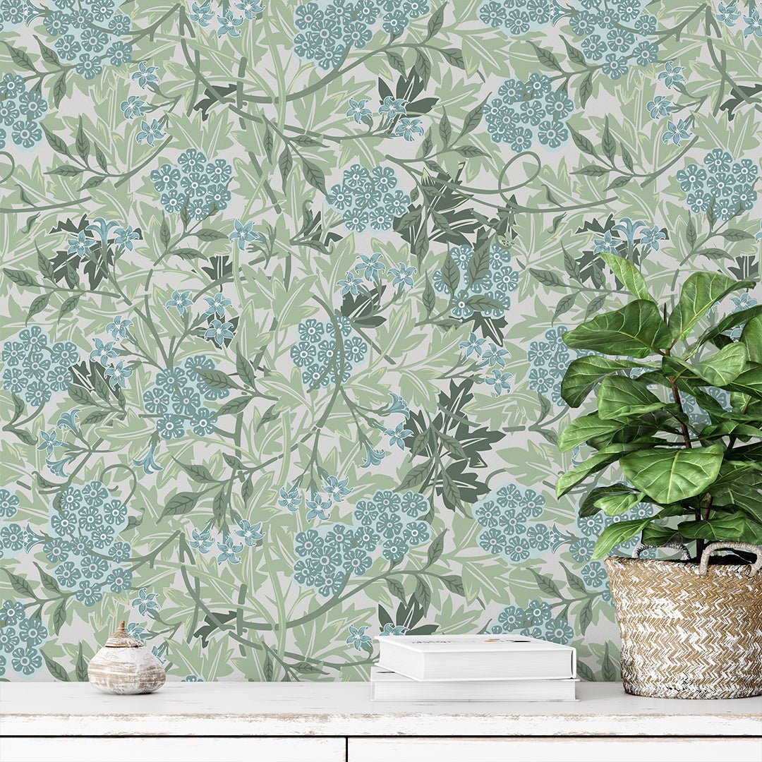 Green & Blue Jasmine by Morris Wallpaper W107 – CostaCover