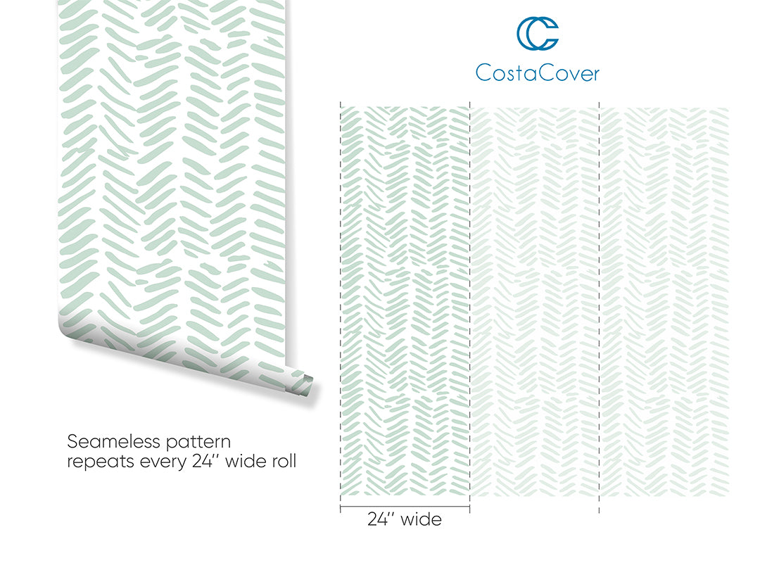Herringbone Green Chevron Wallpaper CC020