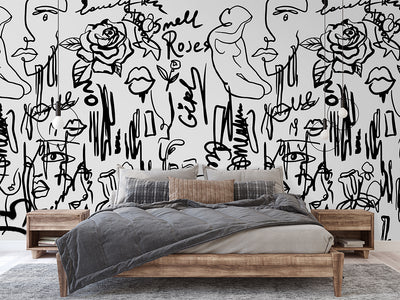 Black & White Abstract Female Wall Mural CCM061