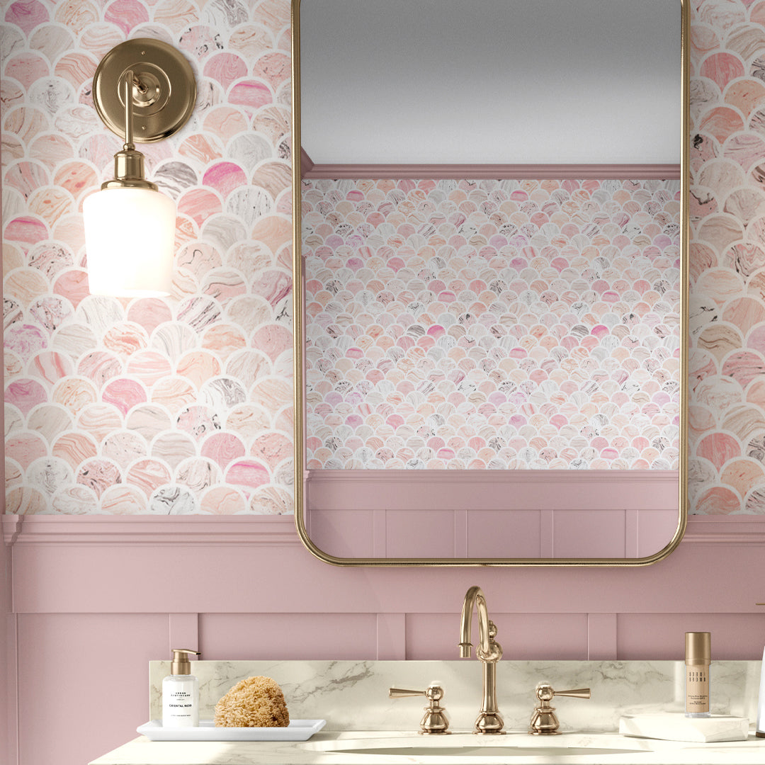 Pink Art Deco Scallops Wallpaper CC081