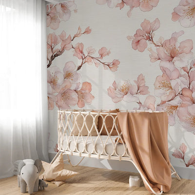 2024 Nursery Trends: Baby Girl's Room with Floral Peel and Stick Wallpaper