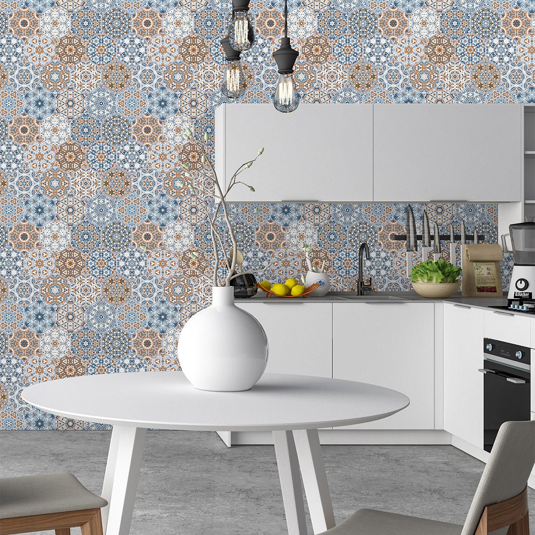 Peel and Stick Wallpaper Is the New Kitchen Backsplash