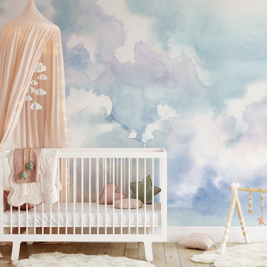 Girl's Nursery Room Design with Self-Adhesive Wallpaper