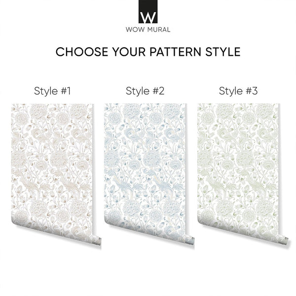 Beige Wild Tulip by Morris Wallpaper W110 - CostaCover - Peel and stick Removable Wallpaper - abstract floral - abstract wallpaper - accent wallpaper