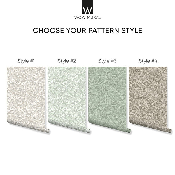 Beige & Green Larkspur by Morris Wallpaper W127 - CostaCover - Peel and stick Removable Wallpaper - Abstract - abstract floral - abstract lines