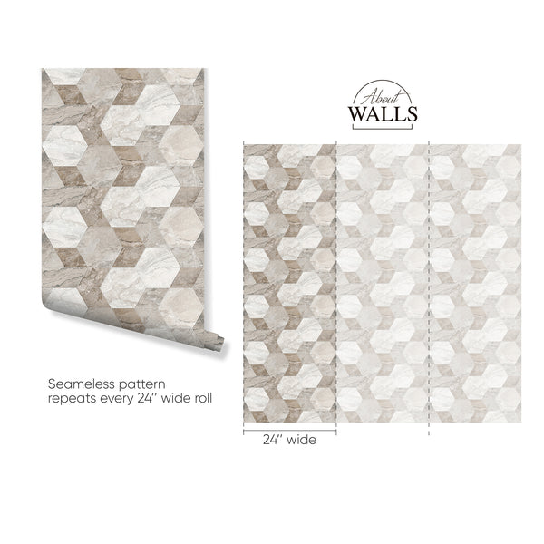 Marble Honeycomb Mosaic Wallpaper A021