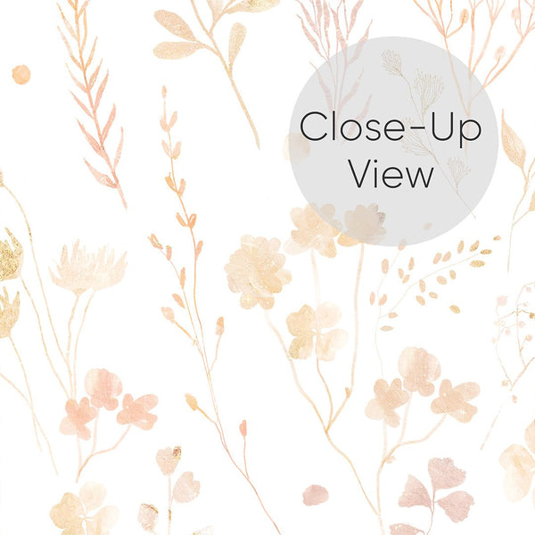 Pink & Gold Wildflowers Wallpaper W136 - CostaCover - Peel and stick Removable Wallpaper - Abstract - abstract floral - abstract wall art