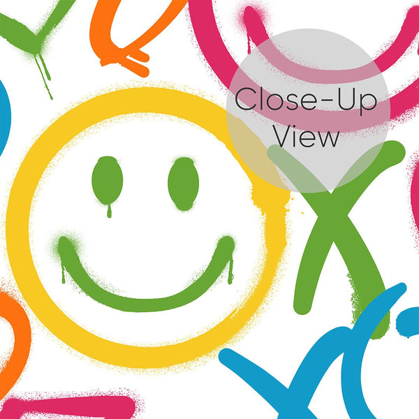 Colorful Smile Graffiti Wallpaper W171 - CostaCover-Peel and stick Removable Wallpaper-abstract wallpaper-accent wallpaper-adhesive wallpaper