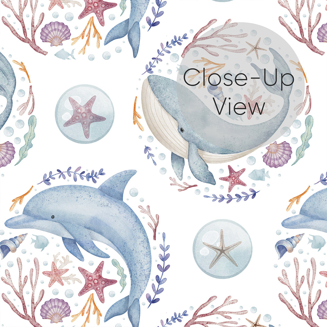 Blue Whale and Dolphin Wallpaper S093