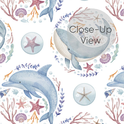 Blue Whale and Dolphin Wallpaper S093