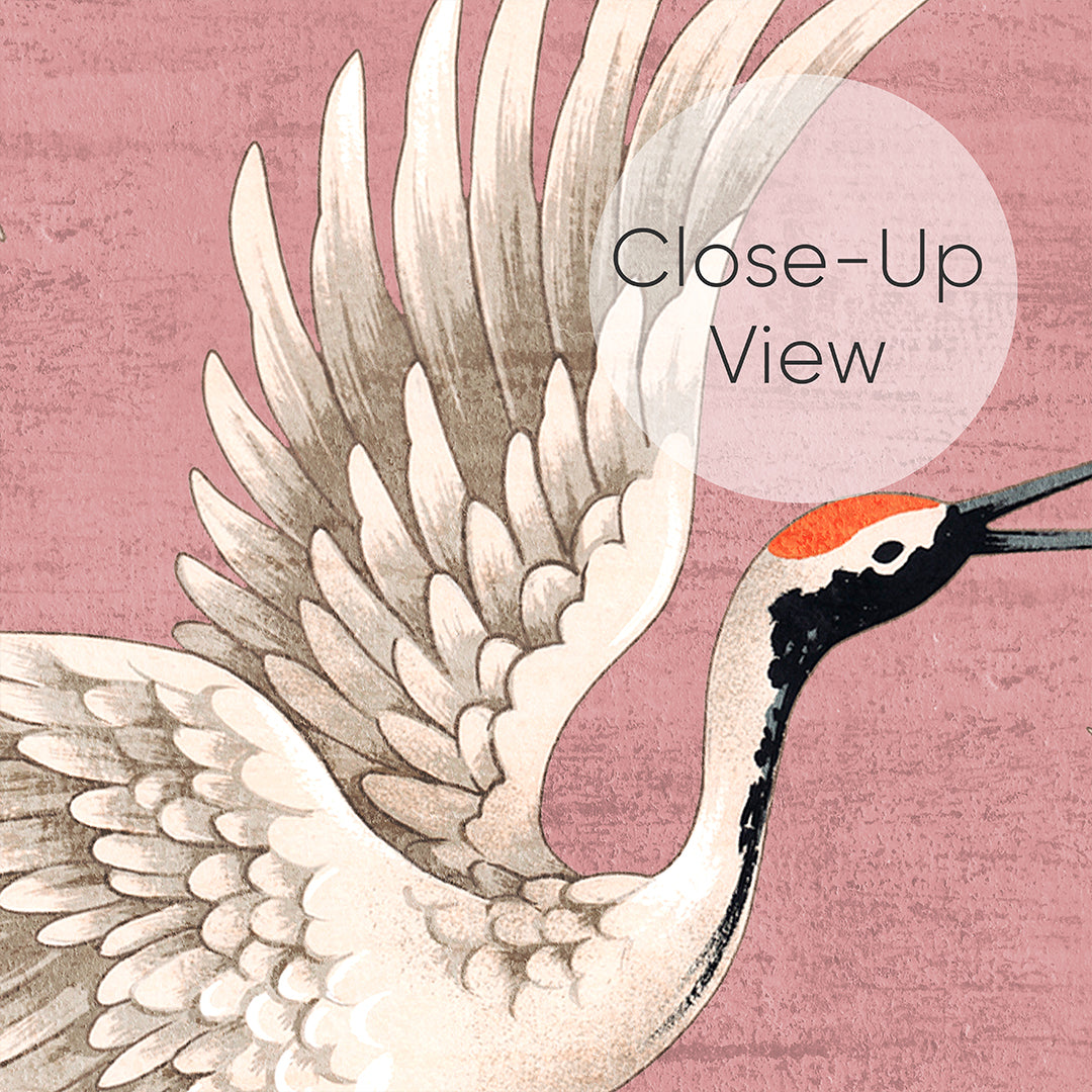 Flying Pink Japanese Cranes Wall Mural WM115