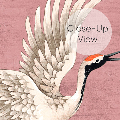 Flying Pink Japanese Cranes Wall Mural WM115