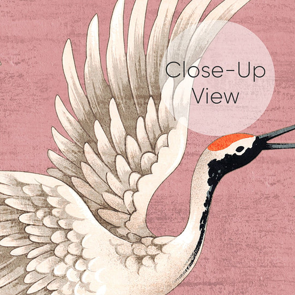 Flying Pink Japanese Cranes Wall Mural WM115 - CostaCover - Peel and stick Removable Wallpaper - accent wallpaper - adhesive wallpaper - animal texture