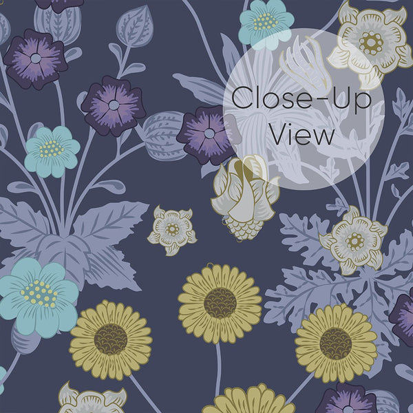 Purple Wildflowers by Morris Wallpaper W130 - CostaCover - Peel and stick Removable Wallpaper - abstract floral - abstract wallpaper - accent wallpaper