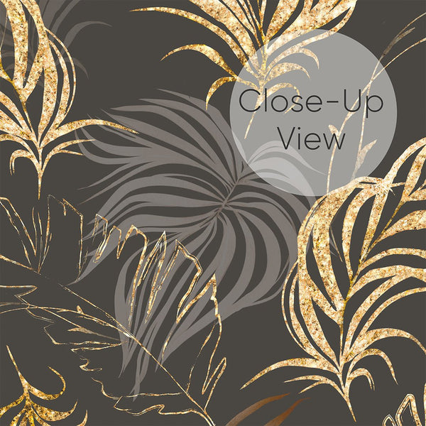 Brown & Gold Palm Leaves Wallpaper W134 - CostaCover - Peel and stick Removable Wallpaper - Abstract Beige Gold Stripes Waves Removable Wallpaper near me - abstract wall art - abstract wallpaper