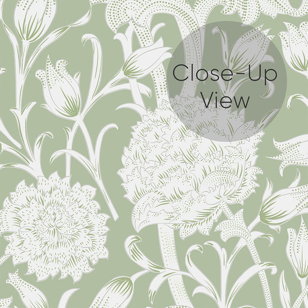 Green Beige Wild Tulip by Morris Wallpaper W111 - CostaCover - Peel and stick Removable Wallpaper - abstract floral - abstract wallpaper - accent wallpaper