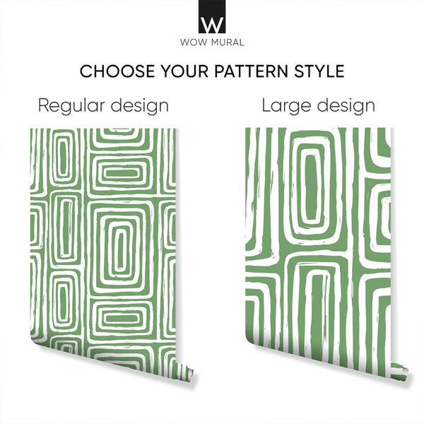 Green Hazelnut Maze Wallpaper W037 - CostaCover - Peel and stick Removable Wallpaper - Abstract - abstract lines - abstract wall art