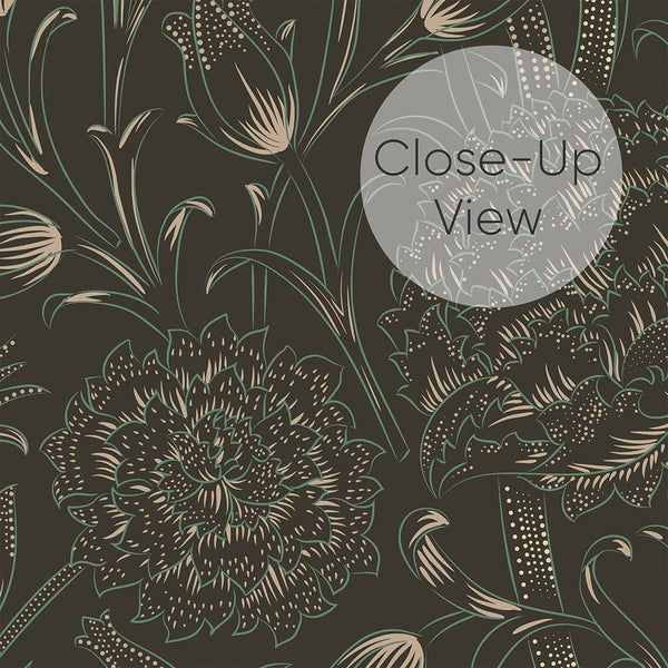 Brown Wild Tulip by Morris Wallpaper W112 - CostaCover - Peel and stick Removable Wallpaper - abstract floral - abstract lines - abstract wall art