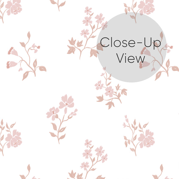 Blush Pink Farmhouse Floral Wallpaper CC370