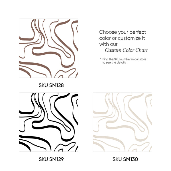 Color chart showing wallpaper patterns in various colors with SKU numbers for each available design.