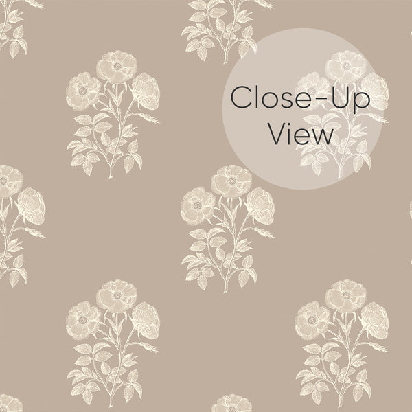 Taupe Vintage Floral Wallpaper CC372