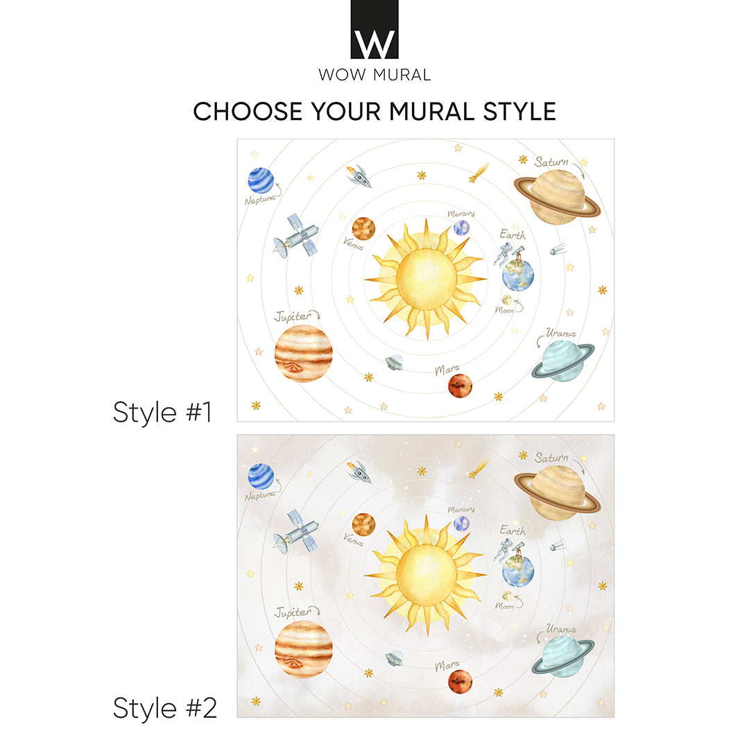Solar System with Planets, Sun and Stars Self Adhesive Wall Mural WM081