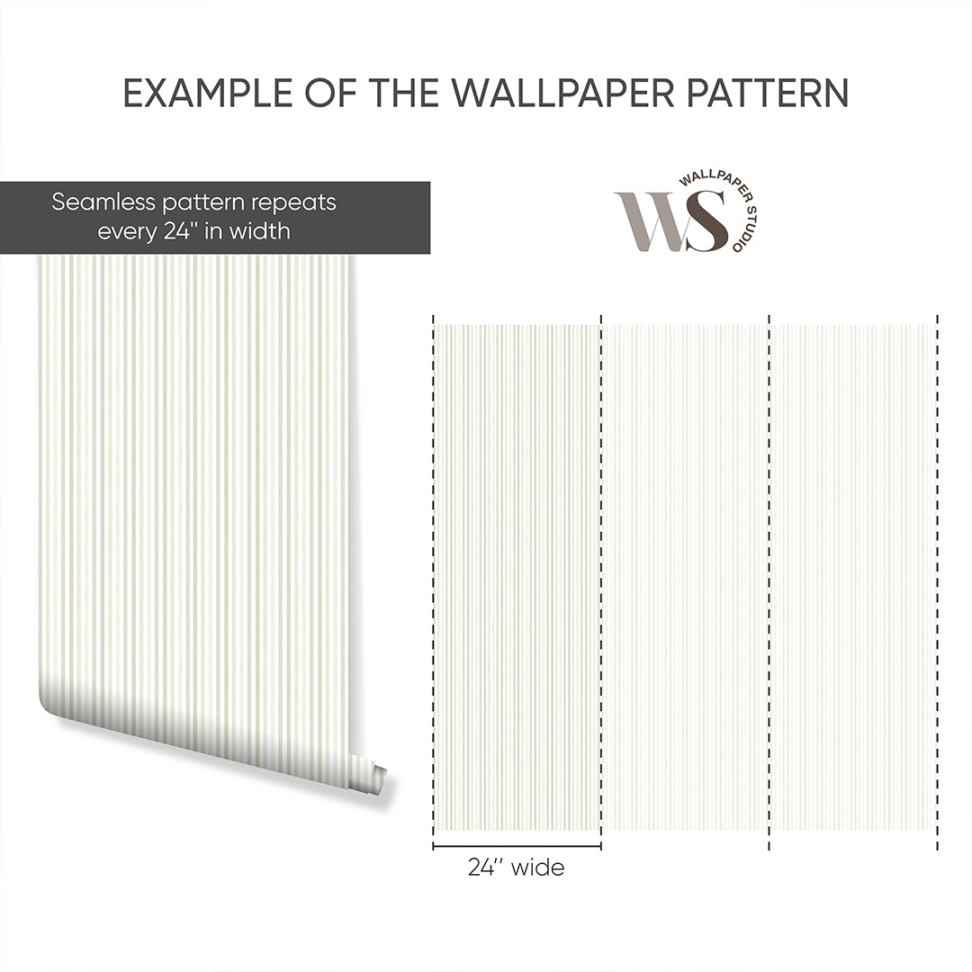 Pastel Green Stripes Wallpaper S005