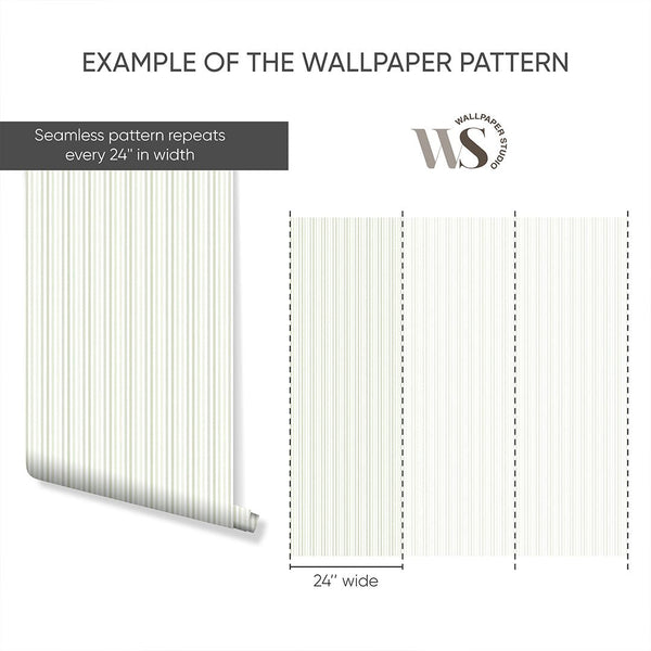 Pastel Green Stripes Wallpaper S005 - CostaCover - Peel and stick Removable Wallpaper - accent wallpaper - adhesive wallpaper - baby bedroom