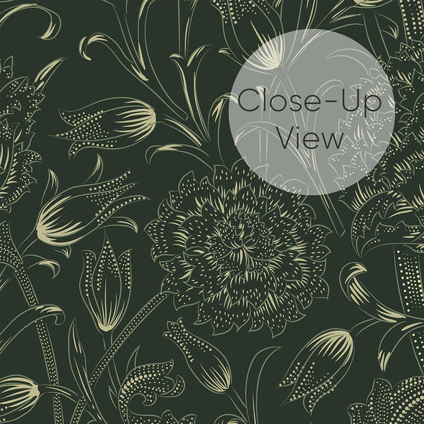 Dark Green Wild Tulip by Morris Wallpaper W113 - CostaCover - Peel and stick Removable Wallpaper - abstract floral - accent wallpaper - adhesive wallpaper