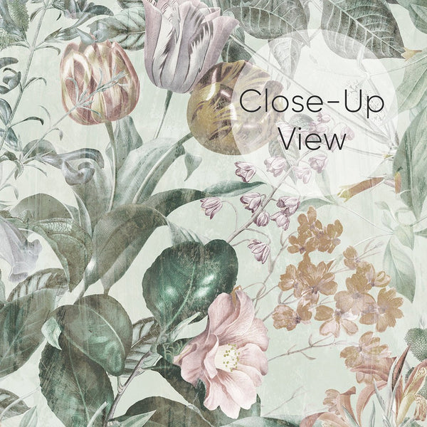 Green Vintage Flowers Garden Wall Mural SM045 - CostaCover - Peel and stick Removable Wallpaper - Abstract - abstract floral - abstract wallpaper