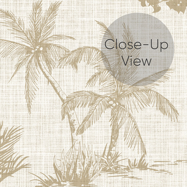 Beige Tropical Palm Toile Wallpaper A125