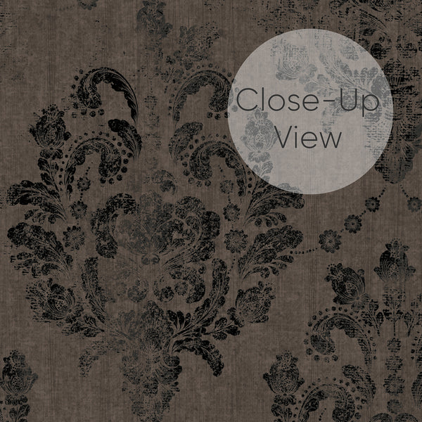 Removable wallpaper featuring vertical damask motifs, offering a sophisticated aged appearance for formal decor.