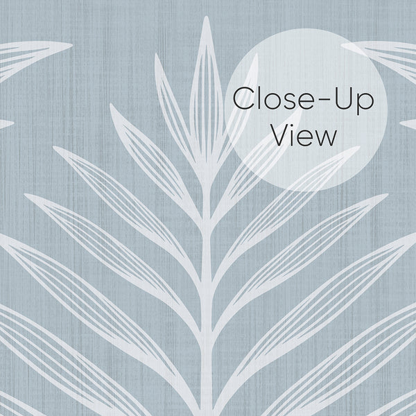 Dusty Blue Palm Leaves Wallpaper  L056