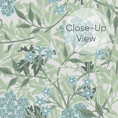 Green & Blue Jasmine by Morris Wallpaper W107