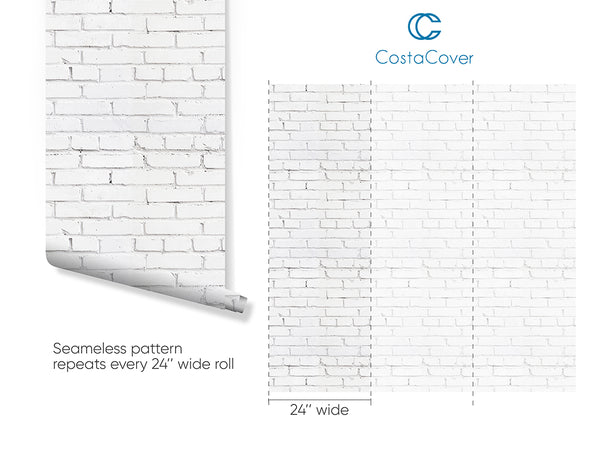Industrial White Brick Wallpaper CC287 - CostaCover - Peel and stick Removable Wallpaper - accent wallpaper - adhesive wallpaper - bathroom wallpaper
