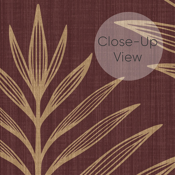 Burgundy Palm Leaves Wallpaper L058
